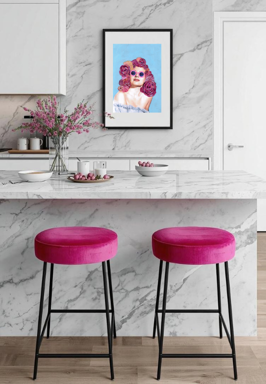 "rose tinted" - feminist pop art original artwork by kweenie - kweenie studio