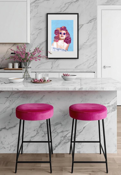 "rose tinted" - feminist pop art original artwork by kweenie - kweenie studio