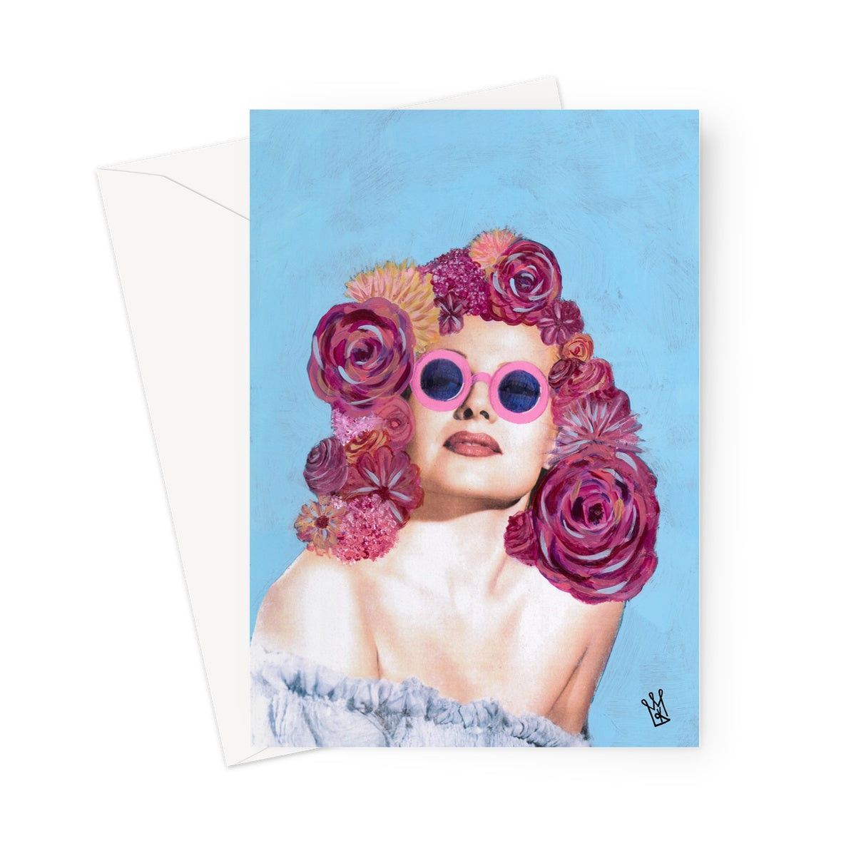 rose tinted greeting card back - kweenie studio