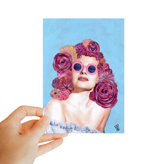 rose tinted - classic kweenie postcard - kweenie studio